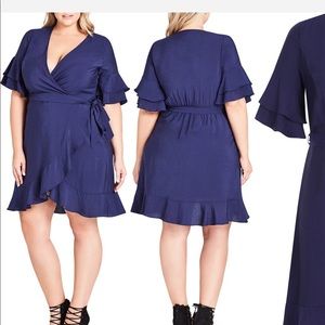 City Chic Flounce Sleeve Dress